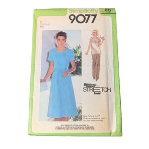 Simplicity 9077 Vintage Sewing Pattern Misses Size 10 12 14 Dress Top 1980s Fash